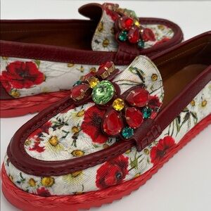 Dolce & Gabbana Red Floral Loafers Size 36